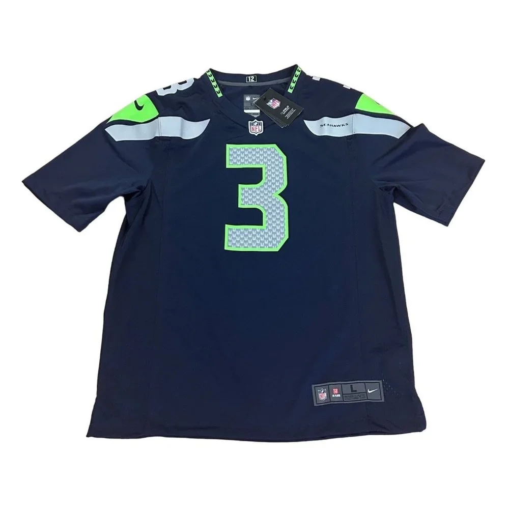 Nike Men’s Seattle Seahawks #3 Navy and Neon Green Jersey NWT